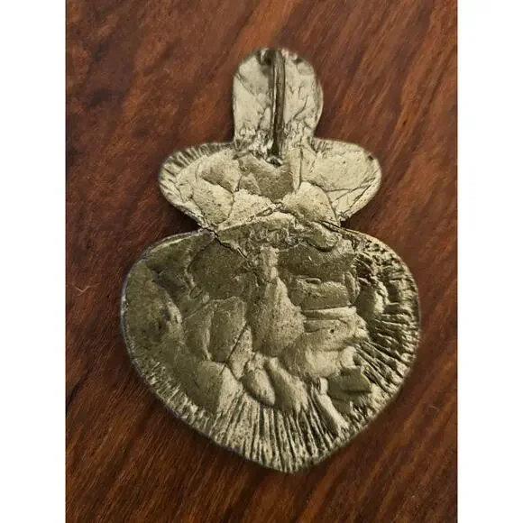 Vintage Red Enamel Acrylic Abstract Gold Tone Pendant - Picture 2 of 4